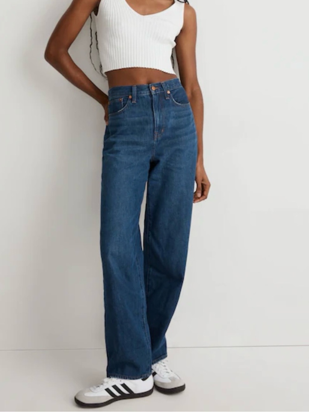 Madewell Baggy Straight Jeans In Dark Worn Indigo Wash, High Rise, Rigid, Sz. 25
